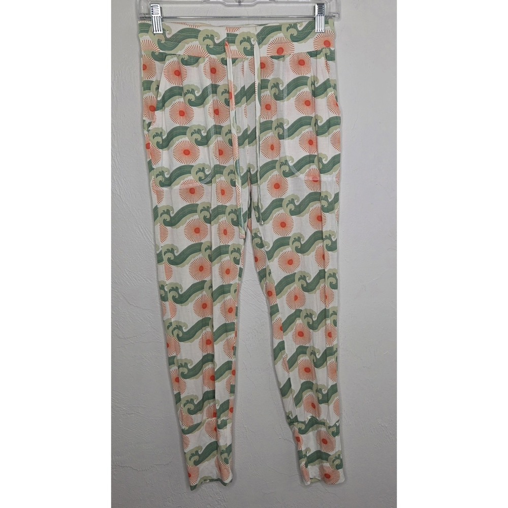 Kate Quinn Women's Size XS Bamboo Sun Waves Jogger Pants Stretch Pajama Bottom